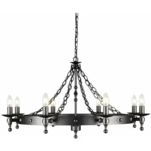 Image of 8 Bulb Chandelier Wrought Iron Style Chain Graphite Finish Black LED E14 60W