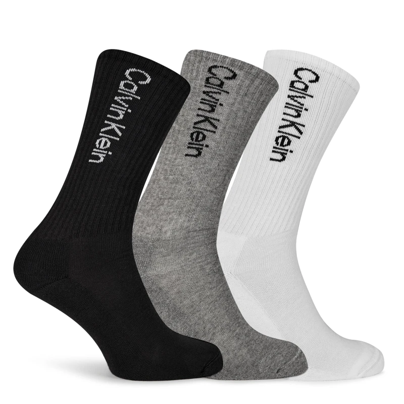 Image of Calvin Klein 3 Pack Sport Crew Socks Blk/Wht/Gry male 7-11/40-46