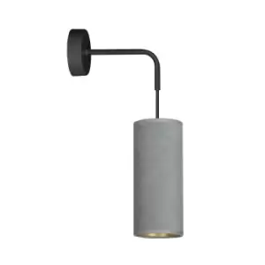 Image of Bente Black Wall Lamp with Shade with Gray Fabric Shades, 1x E14