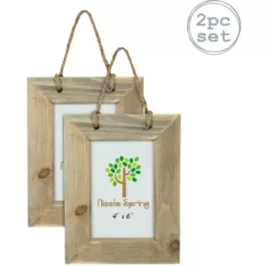 Image of Nicola Spring - Rustic Hearts Hanging Photo Frames - 6 x 4' - Natural - Pack of 2