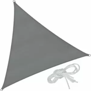 Image of Sun shade sail triangular, grey - garden sun shade, garden sail shade, sun canopy - 400 x 400 x 400cm - grey