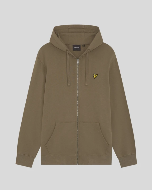 Image of Lyle & Scott Mens Loopback Cotton Full Zip Hoodie in Green