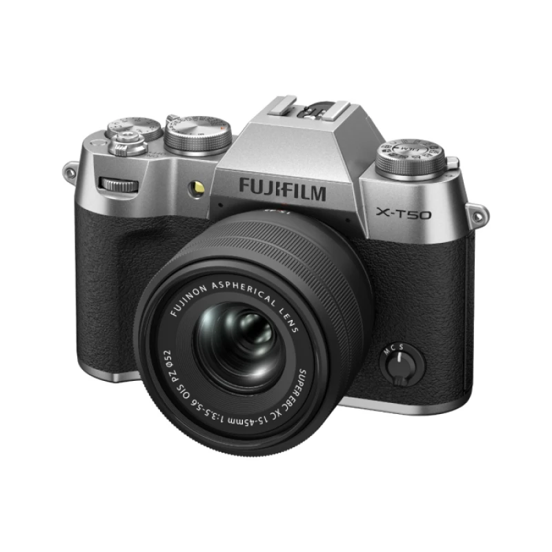 Image of Fujifilm X-T50 Mirrorless Camera in Silver with XC15-45mm F3.5-5.6 OIS PZ Lens