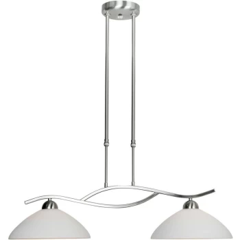 Image of Sienna Lighting - Sienna Capric Straight Bar Pendant Ceiling Light Steel Brushed, Glass Opal Matt