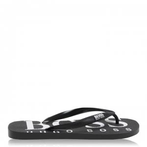 Image of Hugo Boss Rubber Logo Flip Flops Black/White Size 5-6 Men