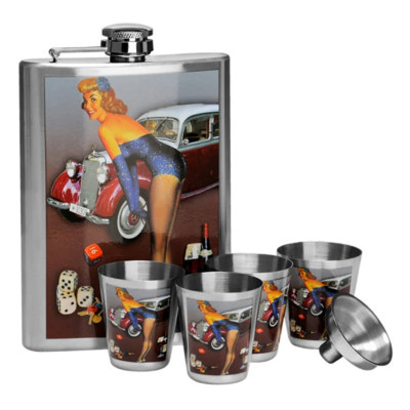 Image of Premier Housewares Pinup Hip 8Oz 4 Cups Flask Set Multi