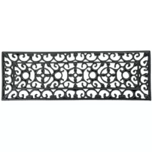 Image of Black Wrought Iron Effect Parisian Rubber Doormat 75 x 25cm - Black - Homescapes