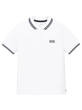 Image of Hugo Boss Short Sleeve Logo Polo Shirt White Size 10 Years Boys