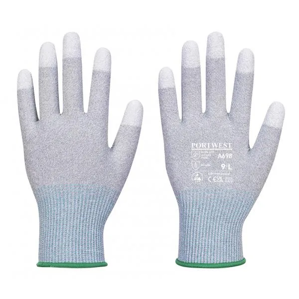 Image of Portwest MR13 PU Fingertip ESD Gloves A698G6RS Colour: Grey / White