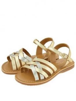 Image of Accessorize Girls Metallic Leather Sandal - Gold