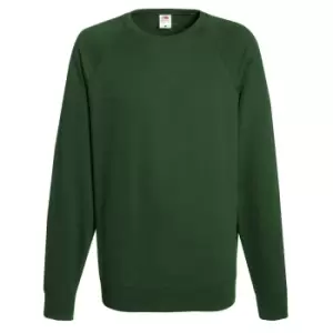 Image of Fruit Of The Loom Mens Lightweight Raglan Sweatshirt (240 GSM) (S) (Bottle Green)