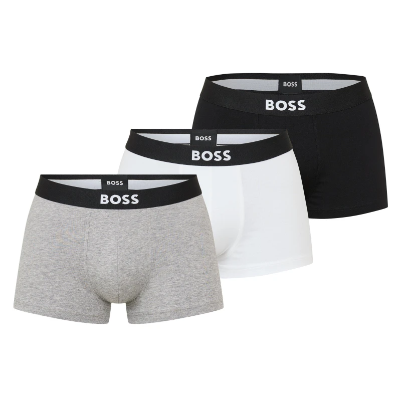 Image of Boss Three-pack of logo-waistband boxer briefs Open Misc male Small