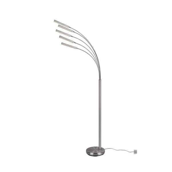 Image of Reed Modern 5 Light Multi Arm Floor Lamp Nickel Matt 3000K
