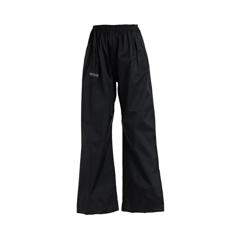 Image of Regatta Kids Pack It Waterproof Overtrousers - Black C7-C8yrs