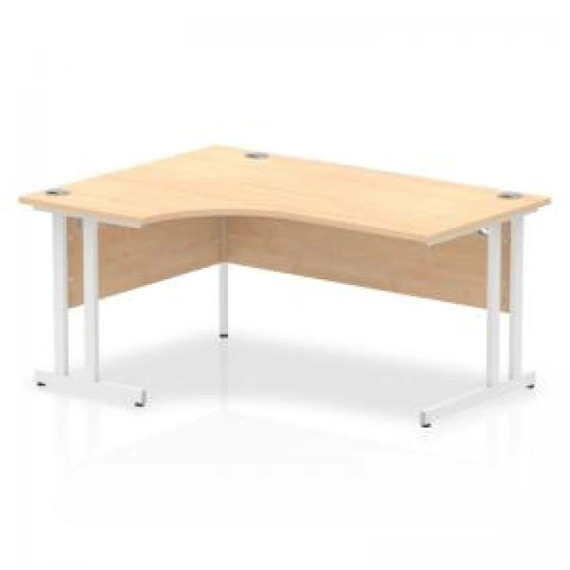 Image of Dynamic Impulse 1600mm Left Crescent Desk Maple Top White Cantilever Leg MI002618