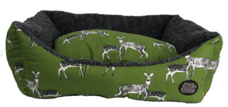 Image of Snug & Cosy Pets Snug And Cosy Sage Deer Rectangle Pet Dog Bed Medium Green Printed