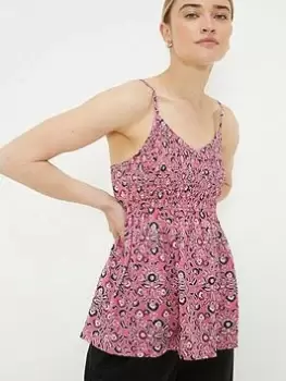 Image of Dorothy Perkins Floral Shirred Cami - Pink, Size 10, Women