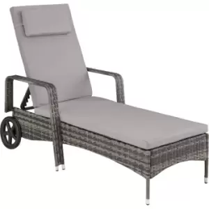 Image of Tectake - Sun lounger rattan - reclining sun lounger, garden lounge chair, sun chair