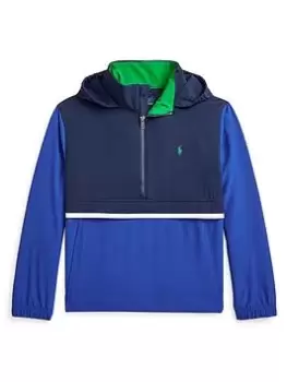 Image of Ralph Lauren Boys Windbreaker With Kangaree Pouch - Newport Navy, Newport Navy, Size Age: 10-12 Years=M