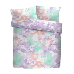 Image of Fusion Tie Dye Multicoloured Reversible Duvet Cover and Pillowcase Set MultiColoured