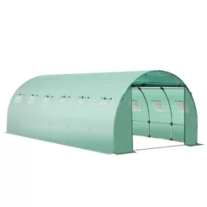 Image of Outsunny 20x10ft Greenhouse Replacement Cover Winter Garden Plant PE Cover for Tunnel Walk-in Greenhouse with Roll-up Windows Door Outdoor