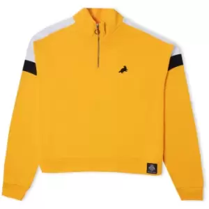 Image of Hufflepuff House Womens Funnel Neck Cropped Sweater - Yellow - XL