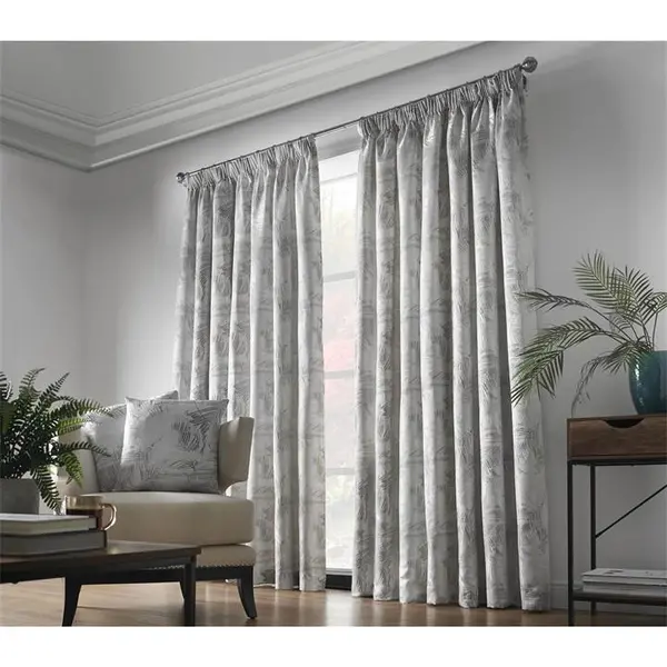 Image of Other Fiji Multi Yarn Fully Lined Pencil Pleat Curtains - Silver One Size