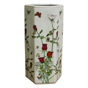 Image of Ceramic Hexagonal Umbrella Stand With Butterfly Design