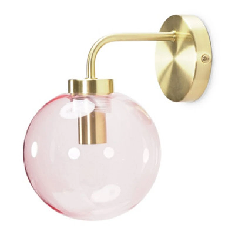 Image of Brushed Gold and Pink Globe Wall Light