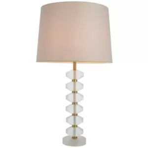 Image of Endon Annabelle & Mia Base & Shade Table Lamp Frosted Crystal & Natural Linen