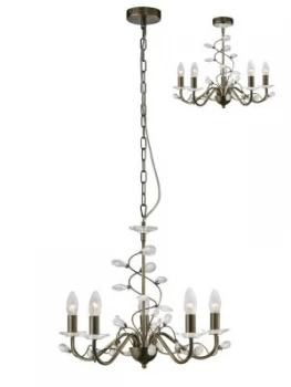 Image of Ceiling Pendant (SHADE SOLD SEPARATELY) 5 Light Antique Brass, Crystal