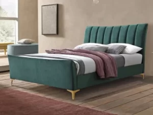 Image of ASC Cassius 4ft Small Double Green Velvet Upholstered Fabric Bed Frame