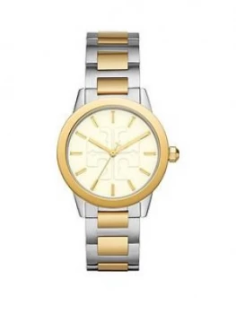 Image of Tory Burch Tory Burch The Gigi White Dial Two Tone Bracelet Watch