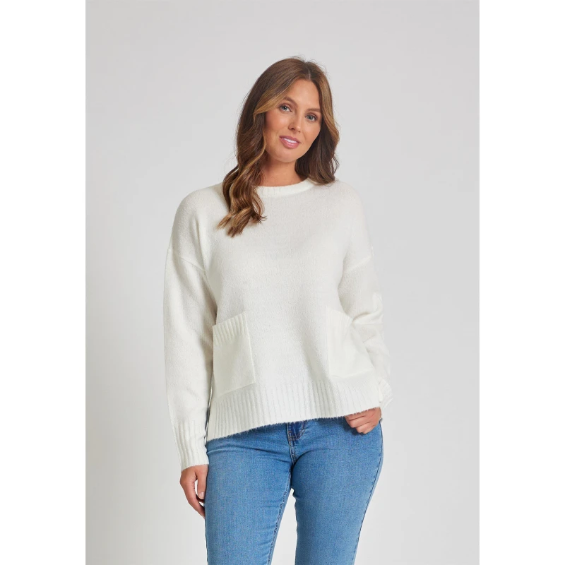 Image of Be You Pocket Crew Neck Jumper - Cream Cream 8 - 10