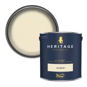 Image of Dulux Heritage Velvet Matt DH White Matt Emulsion Paint 2.5L