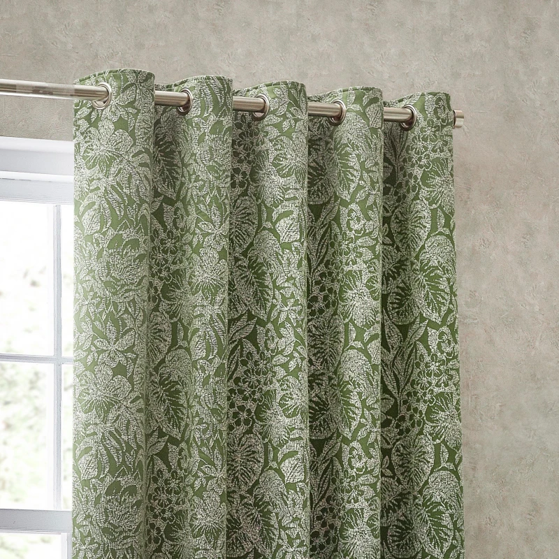 Image of Bali Eyelet Curtains Olive, Olive / 168 x 229cm
