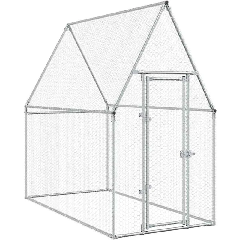 Image of VIDAXL Chicken Cage Silver 200x100x190cm Galvanised Steel Vidaxl 8721012410367
