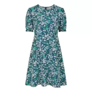 Image of Yumi Green Daisy Print Skater Dress - Green