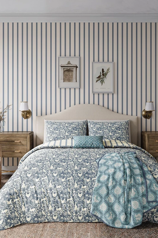 Image of Helena Springfield Helena Springfield 'Forest Friends' Cotton Duvet Cover Set in Blue Size: Single Blue Single Unisex 5016709715133