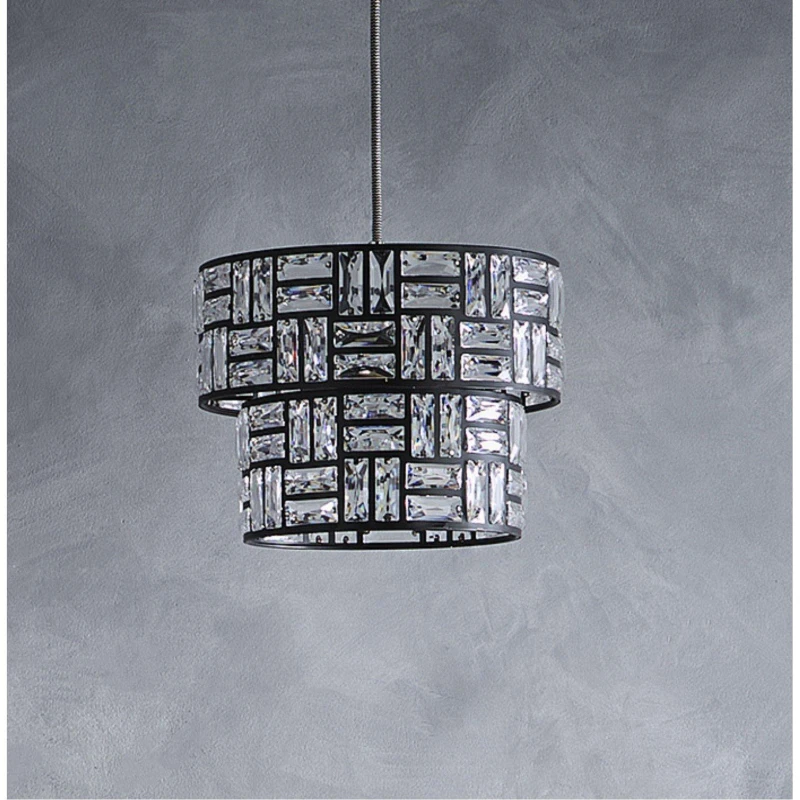 Image of K LIVING Bronx Black Drum Modern Light Shade Pendant with Acrylic Glass Black