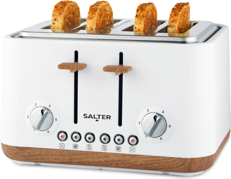 Image of SALTER Toronto EK5823WHT 4-Slice Toaster - White 5054061504293