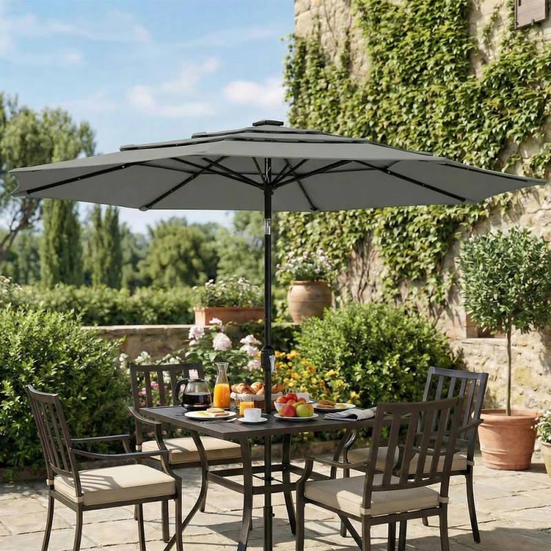 Image of OUTSUNNY Garden Parasol, Outdoor Umbrella with Tilt Function in Grey Size: 3000mm x 3000mm Grey Unisex 3000mm x 3000mm