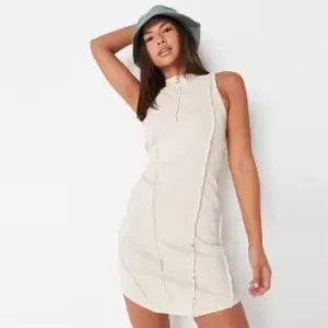 Image of Missguided Seam Asym Hem Dress Slvless Rib - Neutral