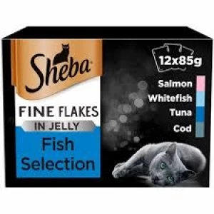 Image of Sheba Fine Flakes Fish Cat Food 12 x 85g