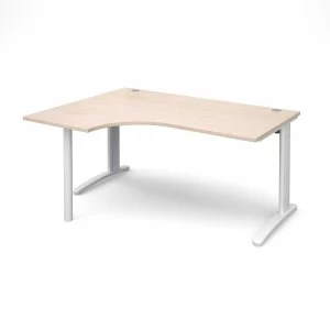 Image of TR10 Left Hand Ergonomic Desk 1600mm - White Frame maple Top