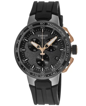 Image of Tissot T-Race Chronograph Cycling Rose Gold Tone Rubber Strap Mens Watch T111.417.37.441.07 T111.417.37.441.07