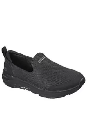 Image of Skechers Go Walk Outdoor Water Repellent Slip On Plimsolls, Black, Size 4, Women