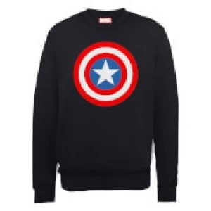 Image of Marvel Avengers Assemble Captain America Simple Shield Sweatshirt - Black - M