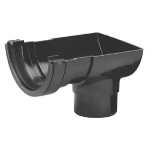 Image of Polypipe Half Round Stop End Outlet - 112mm - Black