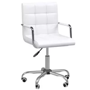 Image of Vinsetto Mid Back PU Leather Home Office Desk Chair Swivel Computer Chair with Arm, Wheels, Adjustable Height, White
